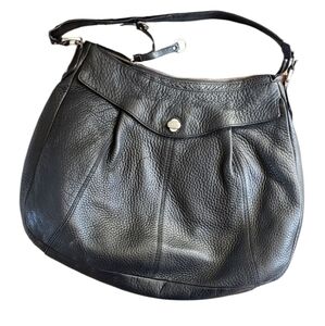 Cole Haan Black Pebbled Leather Turnlock Hobo Bag